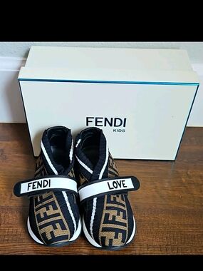 Fendi Kids Black & Brown Logo Slip-On Sneakers